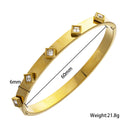 Light Luxury Elegant Stainless Steel Bracelet - High-End Square Diamond-Embedded Gold Titanium Steel Buckle Bangle for Women