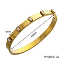 Light Luxury Elegant Stainless Steel Bracelet - High-End Square Diamond-Embedded Gold Titanium Steel Buckle Bangle for Women