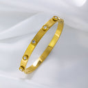 Light Luxury High-End Square Diamond Bracelet - Gold Titanium Steel Buckle for Women