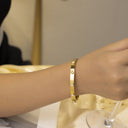 Light Luxury High-End Square Diamond Bracelet - Gold Titanium Steel Buckle for Women