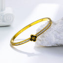 Light Luxury High-End Square Diamond Bracelet - Gold Titanium Steel Buckle for Women