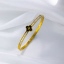 Light Luxury High-End Square Diamond Bracelet - Gold Titanium Steel Buckle for Women