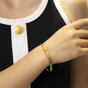 Elegant High-End Square Bracelet - Light Luxury Gold Diamond-Embedded Titanium Steel Buckle Bangle