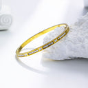 Elegant High-End Square Bracelet - Light Luxury Gold Diamond-Embedded Titanium Steel Buckle Bangle
