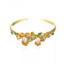 Niche Orange Crystal Floral Gold-Tone Jewelry Set - Retro Elegant Design, Statement Jewelry for Women