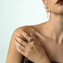 Niche Orange Crystal Floral Gold-Tone Jewelry Set - Retro Elegant Design, Statement Jewelry for Women