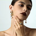 Niche Orange Crystal Floral Gold-Tone Jewelry Set - Retro Elegant Design, Statement Jewelry for Women