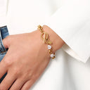 Wholesale Korean-Style Pearl Bracelet for Women - Gold-Plated OT Clasp, Personalized Fashion Titanium Steel Cross-Border Jewelry