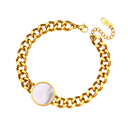 INS Vibe Gold Queen Bracelet - High-End Titanium Steel Bangle with White Mother-of-Pearl for Women
