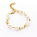 INS Hot - Selling Women's Titanium Steel Bracelet with 18K Gold - Plated Stainless Steel Chain and French - Style Pearls
