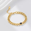 INS Retro Vibe Chunky Cuban Bracelet - Titanium Steel Square Cut Diamond & Colorful Zircon Elegant Jewelry