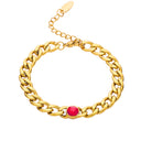 INS Retro Vibe Chunky Cuban Bracelet - Titanium Steel Square Cut Diamond & Colorful Zircon Elegant Jewelry