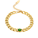 INS Retro Vibe Chunky Cuban Bracelet - Titanium Steel Square Cut Diamond & Colorful Zircon Elegant Jewelry