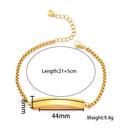 European & American Cross-Border Couple Bracelets - 18K Vacuum-Plated Titanium Steel Chains with DIY Engravable Curved Plate for Women