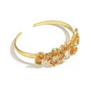 Niche Orange Crystal Floral Gold-Tone Jewelry Set - Retro Elegant Design, Statement Jewelry for Women