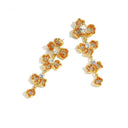 Niche Orange Crystal Floral Gold-Tone Jewelry Set - Retro Elegant Design, Statement Jewelry for Women