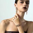 Niche Orange Crystal Floral Gold-Tone Jewelry Set - Retro Elegant Design, Statement Jewelry for Women