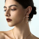 Niche Orange Crystal Floral Gold-Tone Jewelry Set - Retro Elegant Design, Statement Jewelry for Women