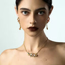 Niche Orange Crystal Floral Gold-Tone Jewelry Set - Retro Elegant Design, Statement Jewelry for Women