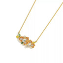 Niche Orange Crystal Floral Gold-Tone Jewelry Set - Retro Elegant Design, Statement Jewelry for Women