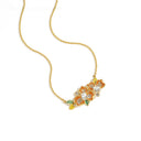 Niche Orange Crystal Floral Gold-Tone Jewelry Set - Retro Elegant Design, Statement Jewelry for Women