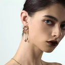 Niche Orange Crystal Floral Gold-Tone Jewelry Set - Retro Elegant Design, Statement Jewelry for Women