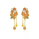 Niche Orange Crystal Floral Gold-Tone Jewelry Set - Retro Elegant Design, Statement Jewelry for Women