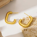 Wholesale Ins Minimalist Stainless Steel Earrings, 18K Gold Plated Strip C-Shaped Titanium Steel Retro Luxury Studs