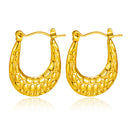 Western Style Geometric Polygonal U-Shaped Ear Clips, Vintage Elegant Alligator Print Stainless Steel Earrings