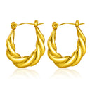 French Retro 18K Gold Plated Spiral Twist Large U-Shaped Earrings, Titanium Steel & Stainless Steel Fade-Proof Dangle Jewelry for Women