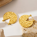 Cross-Border Best-Selling Western Style Earrings, Minimalist Oil-Pressed Pizza Disc Geometric Anti-Tarnish Fashion Jewelry