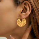 Cross-Border Best-Selling Western Style Earrings, Minimalist Oil-Pressed Pizza Disc Geometric Anti-Tarnish Fashion Jewelry