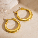 Fashion Metallic Stainless Steel Earrings, Retro Minimalist Round Polished Irregular Texture Versatile Jewelry for Women
