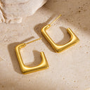 Cross-Border Best-Selling Titanium Steel Earrings, 18K Gold Plated Irregular Square Studs for Women's Daily Commute