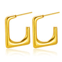 Cross-Border Best-Selling Titanium Steel Earrings, 18K Gold Plated Irregular Square Studs for Women's Daily Commute