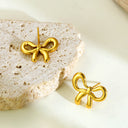 Women's Stainless Steel Cross-border Jewelry: Cute Bow Stud Earrings & Geometric Drop Earrings, Fresh Sweet & Elegant Trendy Style
