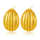 Shein 18K Gold Earrings Set - Melon Seed Striped Studs + Retro Exaggerated Drop Earrings, Trendy Women's Jewelry