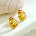 Shein 18K Gold Earrings Set - Melon Seed Striped Studs + Retro Exaggerated Drop Earrings, Trendy Women's Jewelry