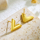 Women's Hypoallergenic V Shape Studs: Titanium Steel Material, Non-fading Light Luxury Design, Ideal for Ear Care