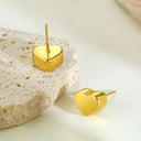 European and American Cross-Border Titanium Steel 18K Gold-Plated Earrings: Minimalist Heart-Shaped Studs, High-End Light Luxury Polished-Surface Earrings