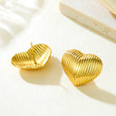 Cross-Border High-End Light Luxury Titanium Steel Earrings for Women: Trendy Heart-Shaped Hammered Pattern, Gold-Plated Stainless Steel Earrings