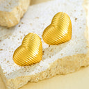 Bulk High-End Jewelry: Stainless Steel Heart Earrings (Hoops & Studs), Minimalist Niche Style, Versatile Elegant Design