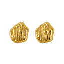 Bulk High-End Jewelry: 18K Gold Plated Titanium Steel Irregular Striped Hoops & Niche Versatile Studs, Elegant Style