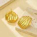 European and American Style Jewelry for Women: Stainless Steel Gold Fashion Earrings with Heart Shape and Irregular Texture, Spring Water Cross-Border