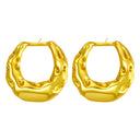 Women's Stainless Steel Mini Hoops: European Style Niche Irregular Design, Metal Texture, Minimalist Cool-Tone Versatile Accessories