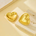 INS Influencer Same-Style Jewelry: European American Ruched Stud Earrings & Hammered Ruffled Heart Hoops, Edgy-Cute Minimalist Design