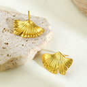 Bulk Women's Jewelry: European American INS-Inspired Ginkgo Leaf Earrings & Maple Leaf Studs, Exquisite Design for Wholesale