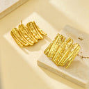 Women's 18K Gold Plated Stainless Steel Earrings: European American Retro Style, Niche Irregular Design, Versatile & 个性 Accessories