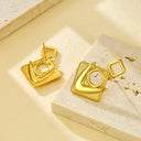 Bulk Fashion Jewelry: European American INS - Inspired Stainless Steel and Titanium Steel Stud Earrings with English Letters, Square Circle V - Shape, Minimalist Design