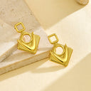 Bulk Fashion Jewelry: European American INS - Inspired Stainless Steel and Titanium Steel Stud Earrings with English Letters, Square Circle V - Shape, Minimalist Design